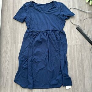 Navy Blue Short Sleeve Dress